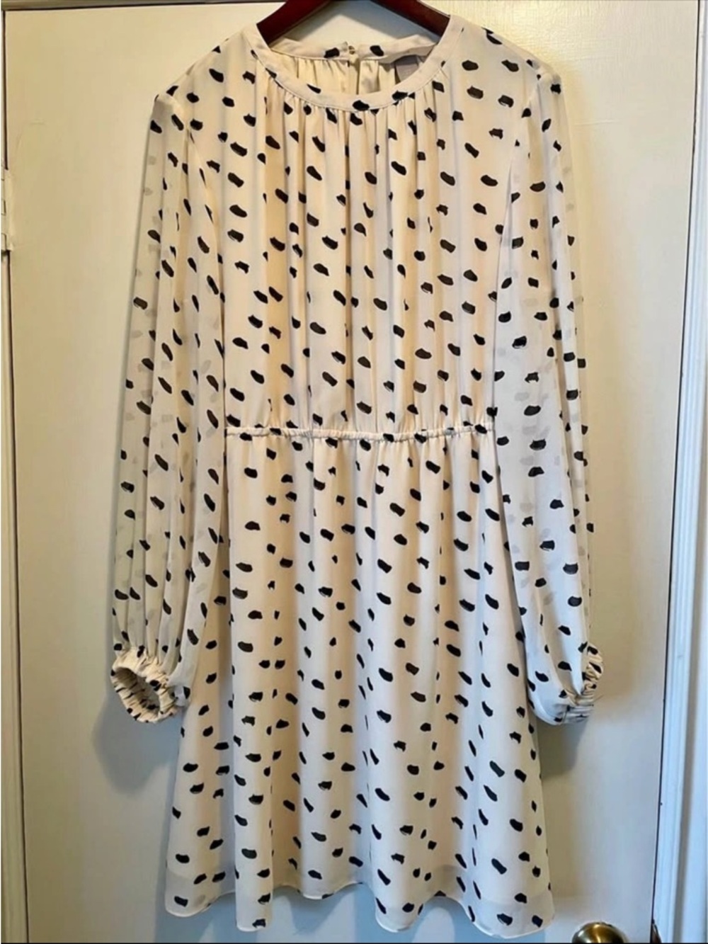 H&M Cream Blouse with Black Spot Pattern
